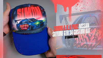 Custom Cap Art — Skyline GTR34 in Night Rain Scene