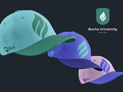 Baseball cap design for Bucha University branding identity merch visual identity