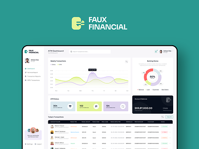 Fox Financial - Online ATM Dashboard Design financial app design