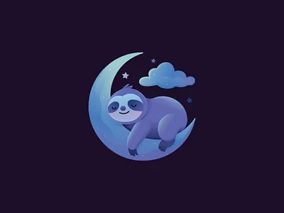 Dreamy Sloth Logo (for sale) animal branding cloud clouds crescent cute design dream dreamy lazy logo logos modern moon night sky sleepy sloth stars