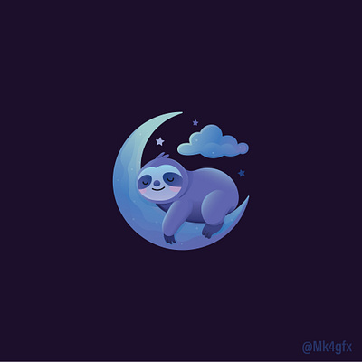 Dreamy Sloth Logo (for sale) animal branding cloud clouds crescent cute design dream dreamy lazy logo logos modern moon night sky sleepy sloth stars
