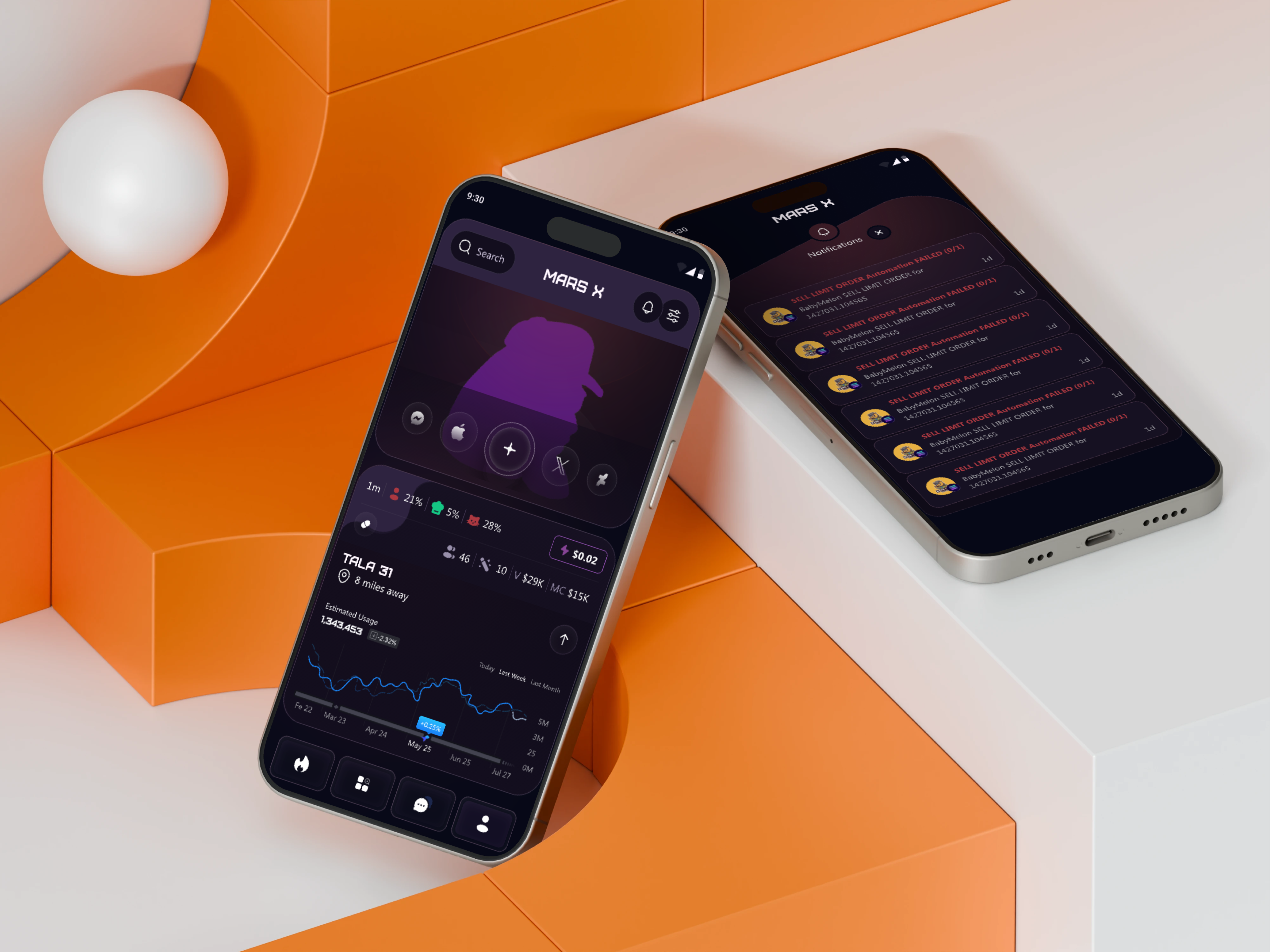 Crypto Trading App UI – Dark Fintech Mobile Dashboard crypto app ui crypto dashboard ux dark theme ui defi mobile app fintech mobile app investment app design mobile mobile trading platform modern finance ui trading dashboard design web3 app design