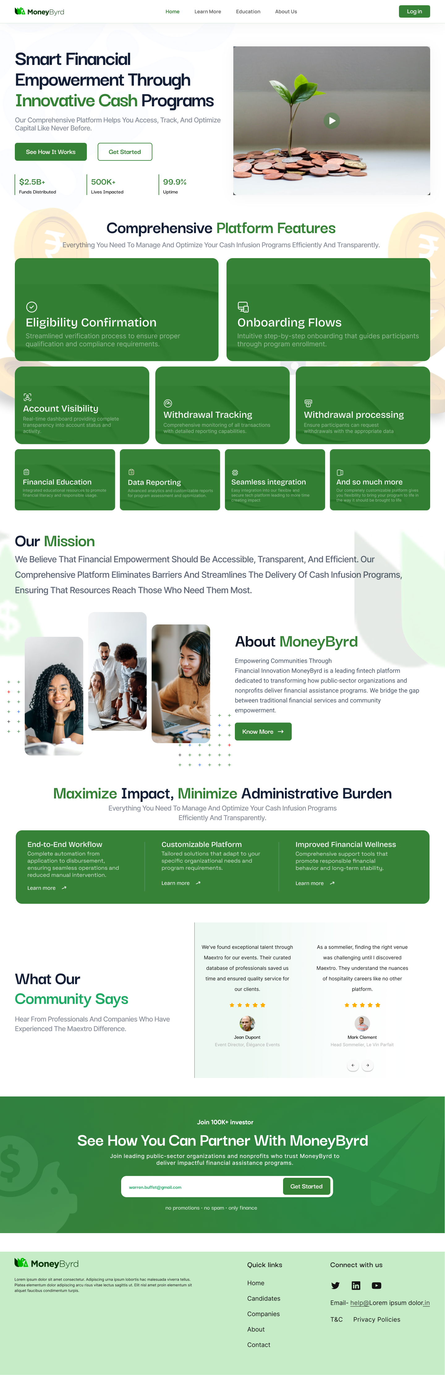 Smart Financial Empowerment Landing Page | Fintech Platform UI business landing page clean landing page conversion focused design craxinno craxinnotechnologies design figma design graphic design homepage design illustration landing page landing page design modern landing page professional landing page responsive landing page software development ui ui ux design web design website landing page