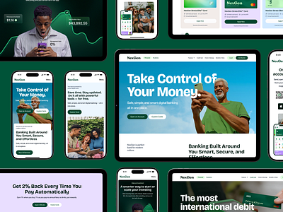 NexGen | Digital Banking Web Design bank bank landing page banking branding crypto design digital banking finance financial app fintech inspiration minimal mobile responsive mobile web app money ui ux web app design web design website website design