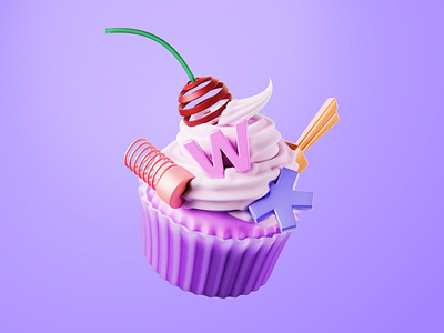Sweet Concept – 3D Cupcake, CG Illustration 3d 3d art 3d concept design 3d design 3d digital art 3d graphic 3d graphics 3d illustration 3d render 3d visual cg cg art colorful cute food funny illustration illustration art purple render
