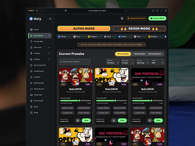 Crypto Dashboard Design : Launchpads Presale List crypto dashboard design dashboard design design launchpads presale launchpads presale list product service ui web