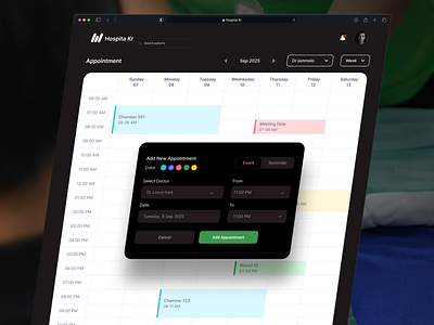 Appointment - hospital management dashboard design design product service ui web