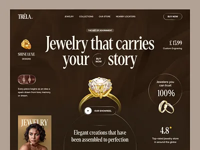 Trela - Jewellery Website Design designer jewelry diamond jewellery exclusive jewelry jewelry landing page landingpage luxury luxury lifestyle ui uiux ux web design website website design women accessories
