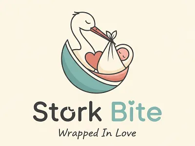 Stork Bite brand logo custom logo logo love logo stork logo wrapped logo