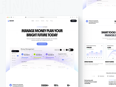 Budgeta - Finance Landing Page. b2b bank finance fintech fintech saas landing page money management online banking payment rifath saas transaction ui web web design website