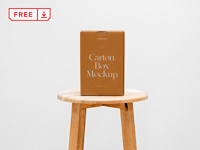 Free Box on Chair Mockup box branding design download free freebie identity logo mockup packaging papeer box psd template typography