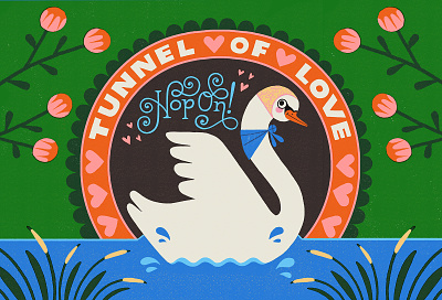 Hop On, Valentine! hand lettered hand lettering illustration lettering swan