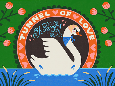 Hop On, Valentine! hand lettered hand lettering illustration lettering swan