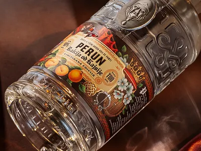 Perun - Apricot Brandy bradny branding design fantasy gin graphic design illustration label logo mythology playing cards royal rum slavic typography vintage vodka whiskey