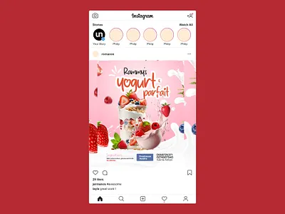 Yogurt social media post design design food graphic design illustration minimal packaging pink snack typography yogurt