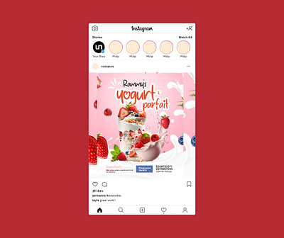 Yogurt social media post design design food graphic design illustration minimal packaging pink snack typography yogurt