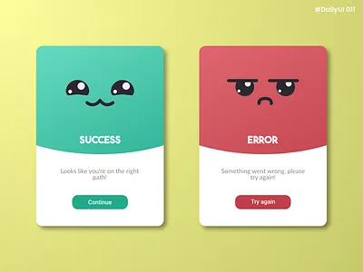 Daily UI #011 - Flash Message branding cards cute daily daily 100 challenge daily ui daily ui 011 dailyui design error flash flash card flash message graphic design illustration information kawaii success ui ux