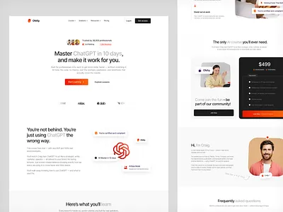 Obliq. Homepage chatgpt course education elearning landing page online course online learning web web design website