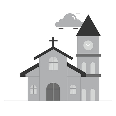 Church & Clock Tower flat illustration