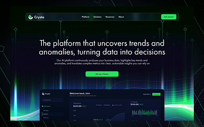 Crysto AI Platform landing design uxui