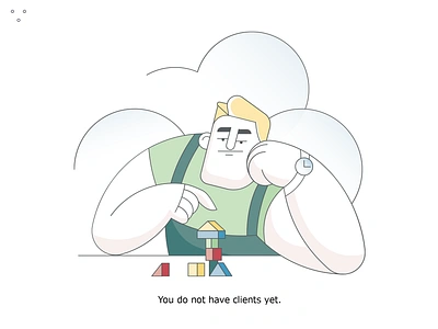 Worker illustration 2d app bored cubic flat geometric gradient illustration lines man onboarding sad worker