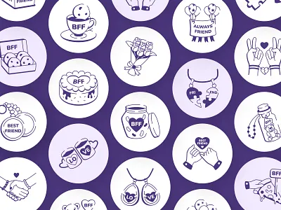 BFF Drawings Illustration Set 3d aesthetic animation artset cartoonstyle characterdesign dribbblepopular graphic design illustration logo modernillustration motion graphics playfulart trendy ui