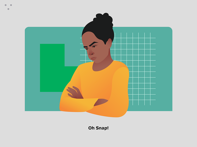 Error popup illustration 2d app black bored flat girl gradient illustration pattern people popup sad