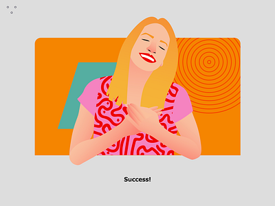 Success popup illustration 2d application colorful flat fun girl gradient happy illustration pattern people woman