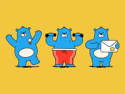 The Blue Bear bear cartoon character cute design flat friendly illustration kids mascot minimal playful simple vector vibrant