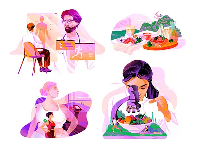 Illustration for the Nazabio project -Health and nutrition app app app illustration art branding download food freebies graphic design header healthy illustration medical nutrition peoples sport team ui ux web web illustration