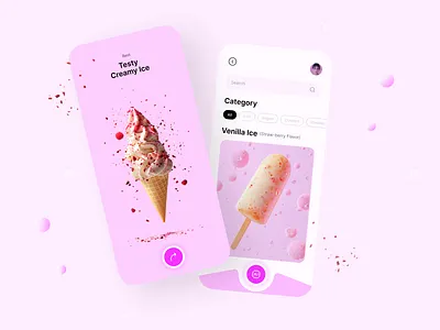 Delightful Ice Cream App UI ai food app design colorfului creativeui design food food app foodlovers icecreamapp minimal design mobileapp mobileux modernapp productui sweetdesign ui ux uxdesign web design website design