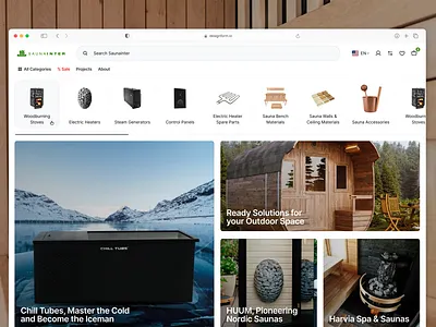 Sauna Accessories E-Commerce Web Design e commerce sauna design sauna e commerce design uxui design web design