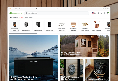 Sauna Accessories E-Commerce Web Design e commerce sauna design sauna e commerce design uxui design web design