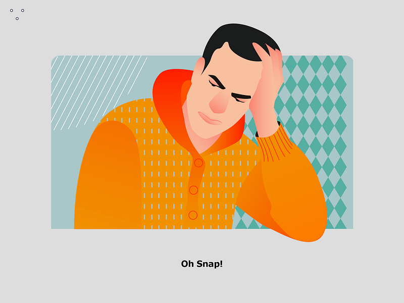 Error popup illustration application error flat gradient illustration man pattern people popup sad