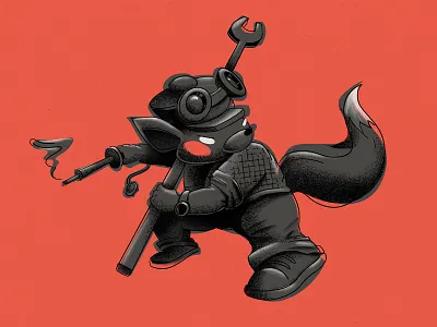 Steampunk Fixie the Fox bright character characterdesign color flat fox hero illustration steampunk