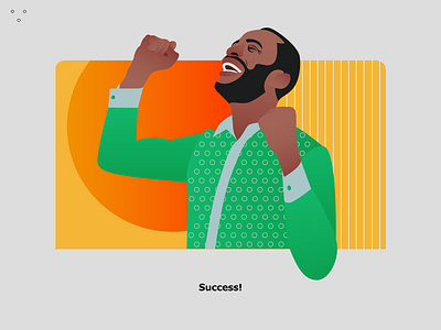 Success popup illustration app application black flat gradient graphic design happy illustration man pattern people popup success