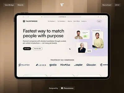TalentBridge – Recruitment Website UI UX Design hire ui ux designer hr app hr dashboard hr website human resource portfolio landing page modern landing page recruitment app recruitment dashboard recruitment website responsive landing page talent agency logo talent management talent management plan template talent website web design web ui website website design
