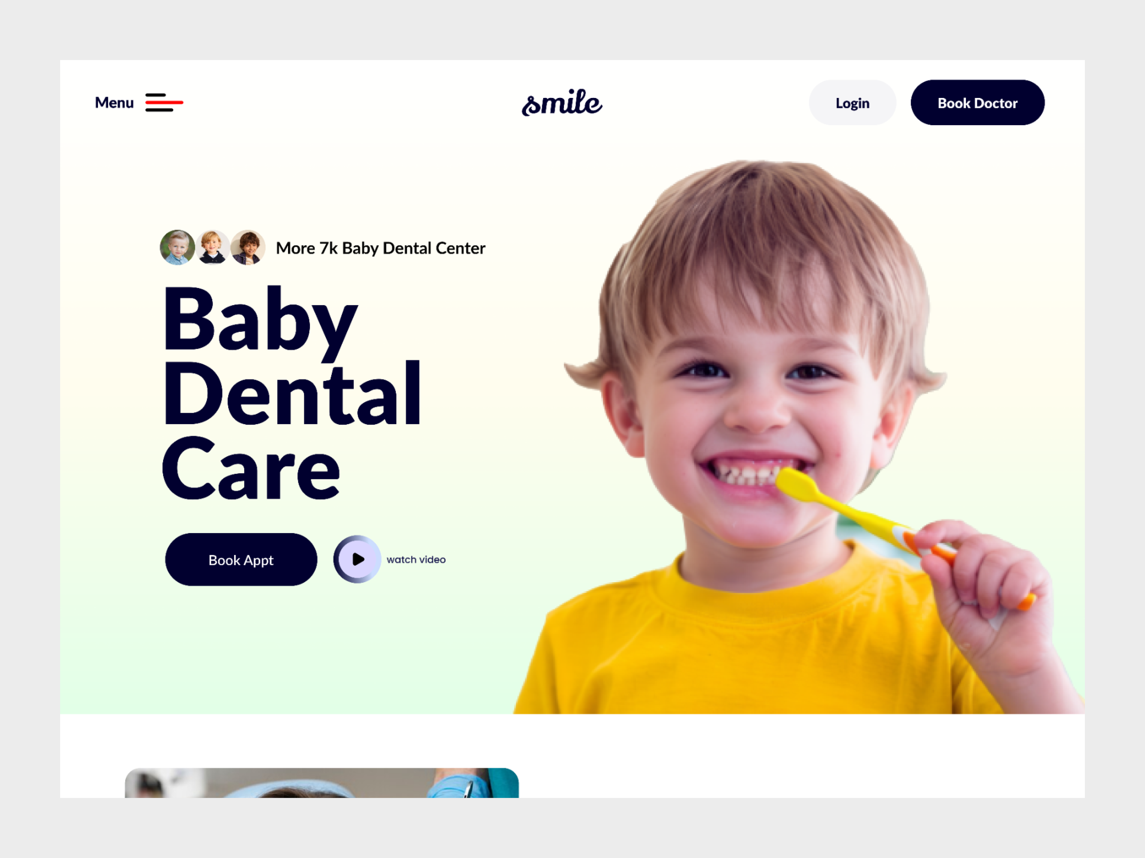 Baby Dental Care Website Landing Page Design. dental dental care dental care website dental landing dental landing page website website design