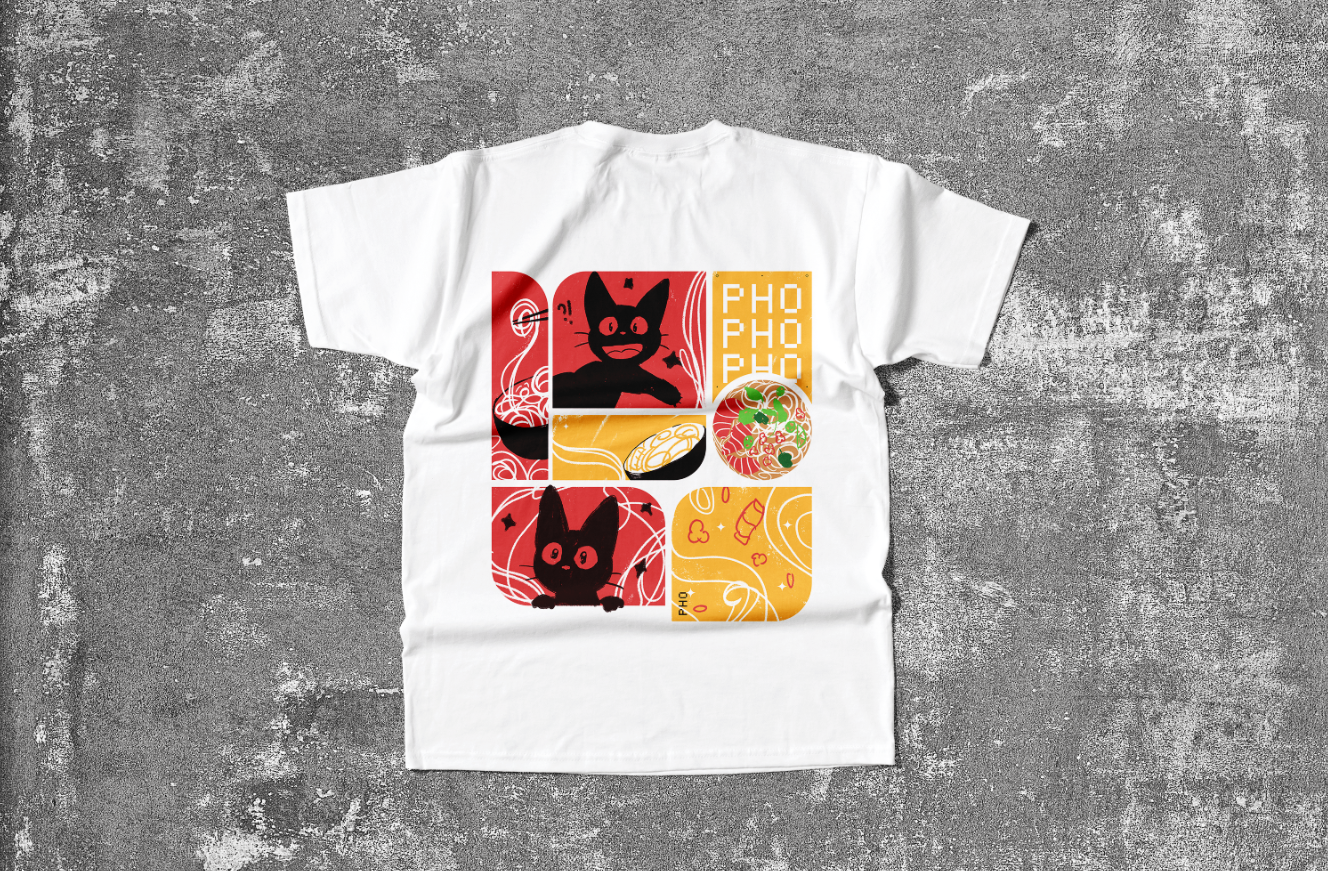 Pho T shirt Design apparel design apparel designs cat custom apparel design design graphic design illustration merch design pho shirt design t shirt t shirt design