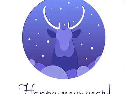 Happy new year christmas deer graphic design illustration newyear postcard vector