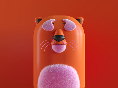 Mellow is a little tired cartoon cat 3d 3d model design domestic animal graphic design illustration orange whiskas