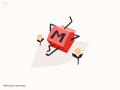 Milkbox mascot application box character cutout flat illustration mascot milk money plant relax webdesign
