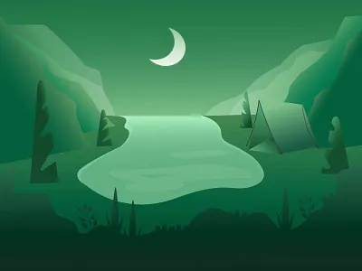 the landscape eco ecology forest graphic design green illustration landscape moon vector water