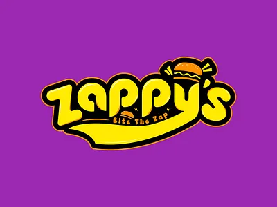 Zappy's Bite The Zap fast food restaurant logo design branding burger colorful design fast food logo food food brand food branding food logo food logo design food minimal logo funky logo funny light color logo logo design minimal playful color restaurant logo restaurant logo design zappys logo