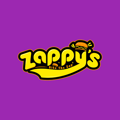 Zappy's Bite The Zap fast food restaurant logo design branding burger colorful design fast food logo food food brand food branding food logo food logo design food minimal logo funky logo funny light color logo logo design minimal playful color restaurant logo restaurant logo design zappys logo