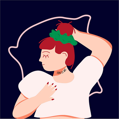 the girl art girl graphic design hair illustration loveisart nails sleep vector woman