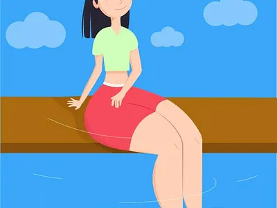 the girl design girl illustration spring summer vector water woman