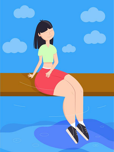the girl design girl illustration spring summer vector water woman