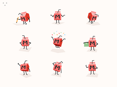 Milkbox mascot stickers 2d application box character emotions flat illustration mascot milk stickers