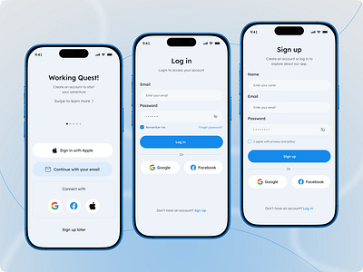 Login & Signup Page UI Design | Fitness App ai app create account fit app fitness app fitness signup screen fitness tracker habit tracker app health login login page login screen login ui register registration sign in sign up signup signup page tracker welcome screen